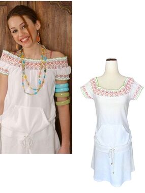 ☆ ASO Miley Cyrus y2k juicy couture white velour dress 2006 Pop Star magazine